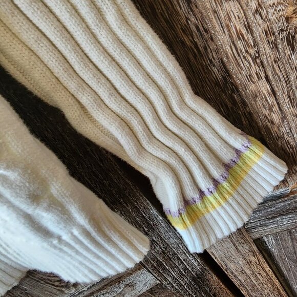 RUSS Liz Claiborne V-Neck White Tennis Sweater Women's Size XL Preppy Cable Knit - Picture 5 of 13